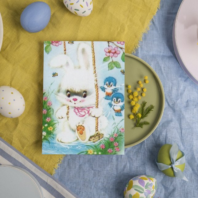 El conejito de Pascua cutáneo retro agrega tarjeta (Subido por el creador)
