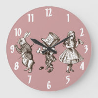 El conejo, el sombrerero y reloj de pared de