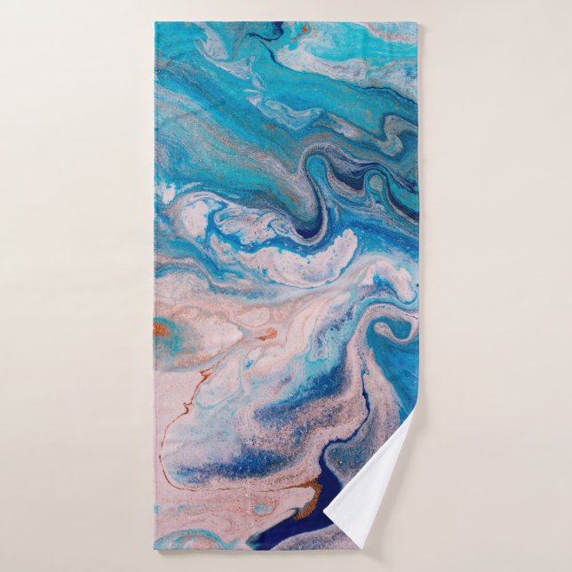 El conjunto de mármol abstracto mixto azul y blanc (Toalla de baño)