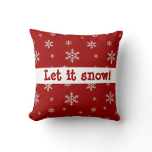 El copo de nieve rojo "lo dejó nevar" almohada