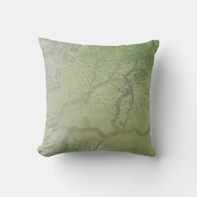 El coral ramifica almohada de la verde salvia (Anverso)