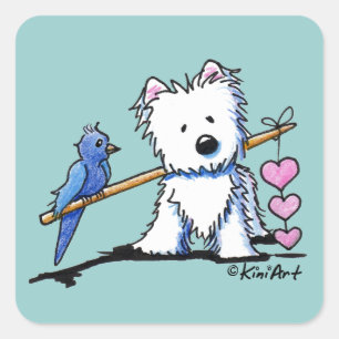 El corazón ata al pegatina de Westie