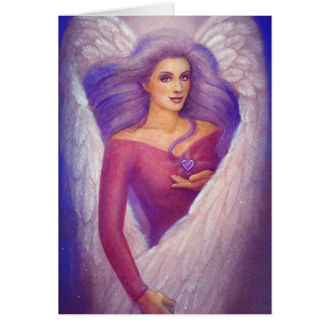 El corazón cristalino Amethyst de un ángel (Frente)