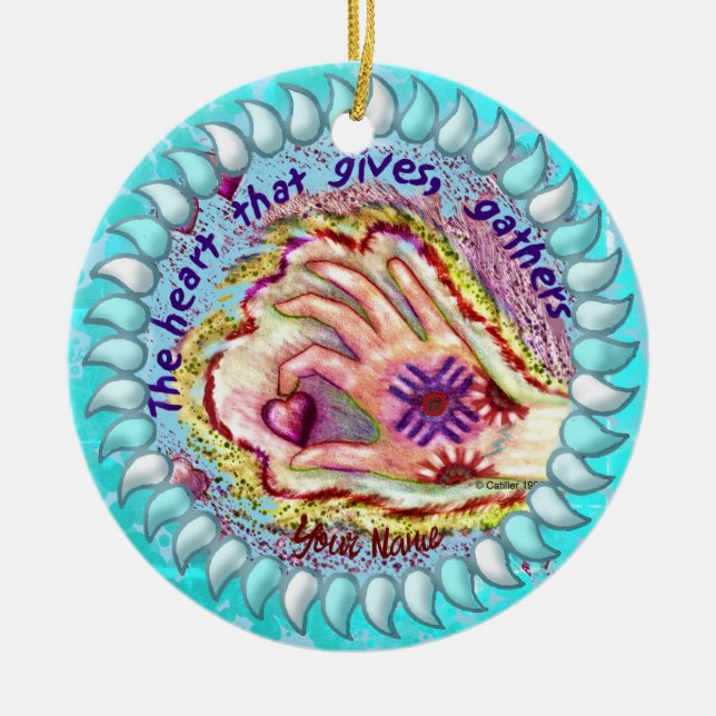 El corazón da a los galardonados ornamento cristia (Frente)