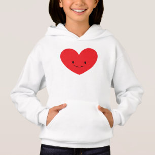 El corazón feliz rojo embroma sudadera con capucha
