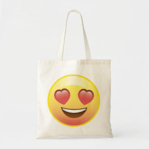 El corazón observa la bolsa de asas feliz de la