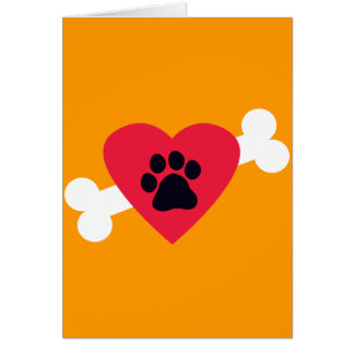 El corazón, Pawprint y el hueso diseñan la tarjeta