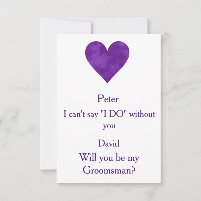 El Corazón Púrpura Serás Mi Invitación Groomsman (Anverso)
