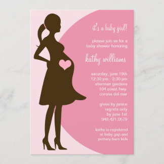 El corazón rosado en la turbia invitación de Baby 