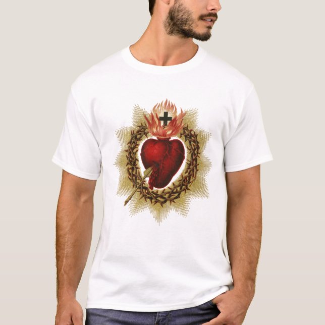 El corazón sagrado de la camiseta de Jesús (Anverso)