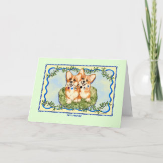 El Corgi de los "mejores amigos" saluda la tarjeta