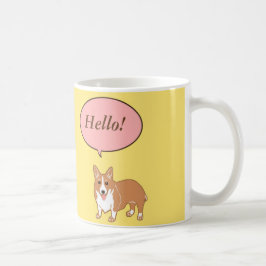 El Corgi dice hola la taza amarilla