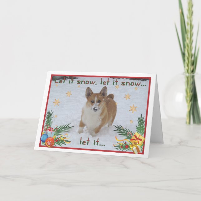 El Corgi "lo dejó nevar" tarjeta de Navidad (Anverso)