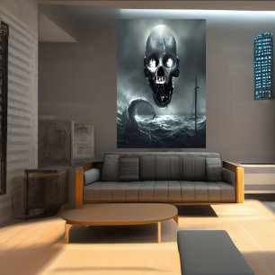 El cráneo y el mar   Poster de arte de IA