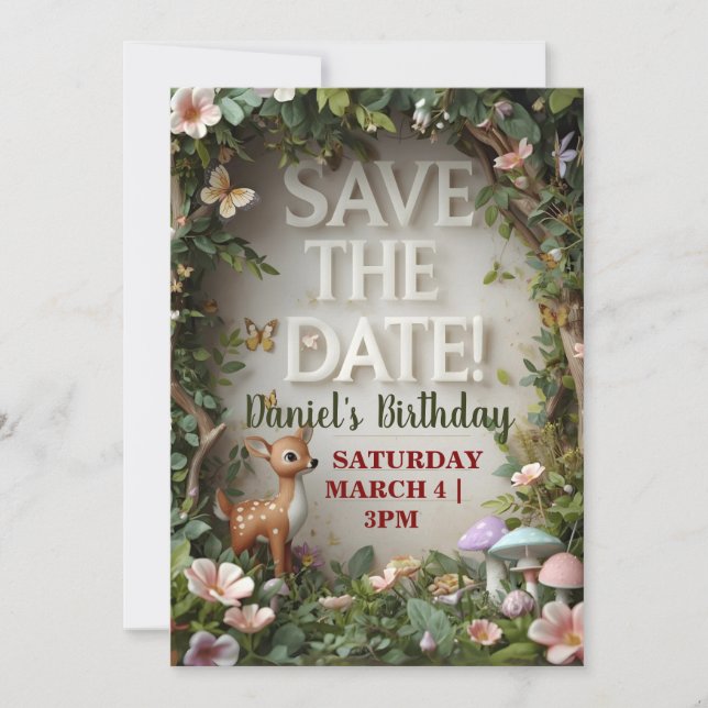 El cumpleaños de Woodland, pequeño ciervo visto, s (Anverso)