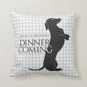 El Dachshund "cena de la casa es" almohada de tiro