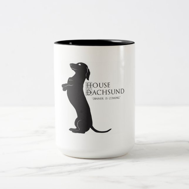 El Dachshund "cena de la casa es" taza de café que (Centro)