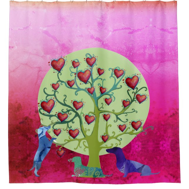 El Dachshund persigue la cortina de ducha del arte (Anverso)