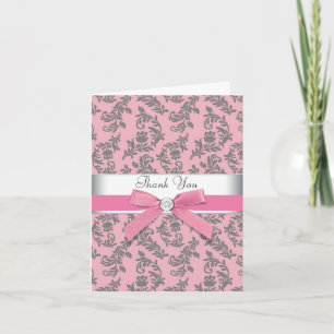 El damasco gris rosado le agradece las tarjetas