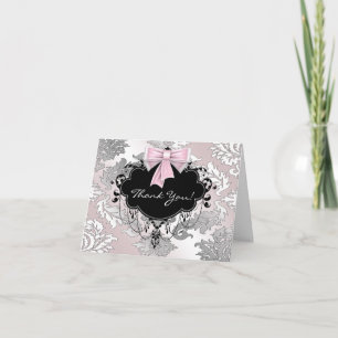 El damasco rosado y negro le agradece las tarjetas