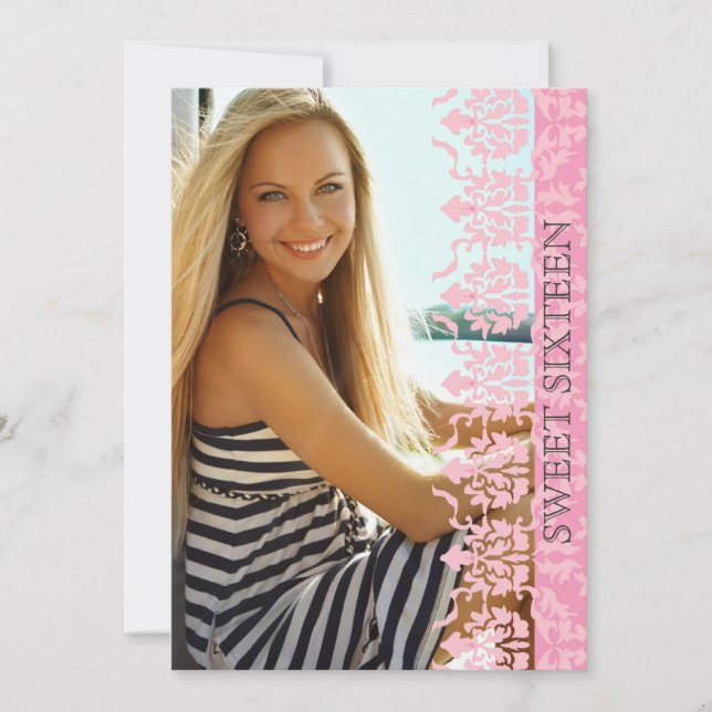 El damasco ve a través la invitación de la foto (Anverso)