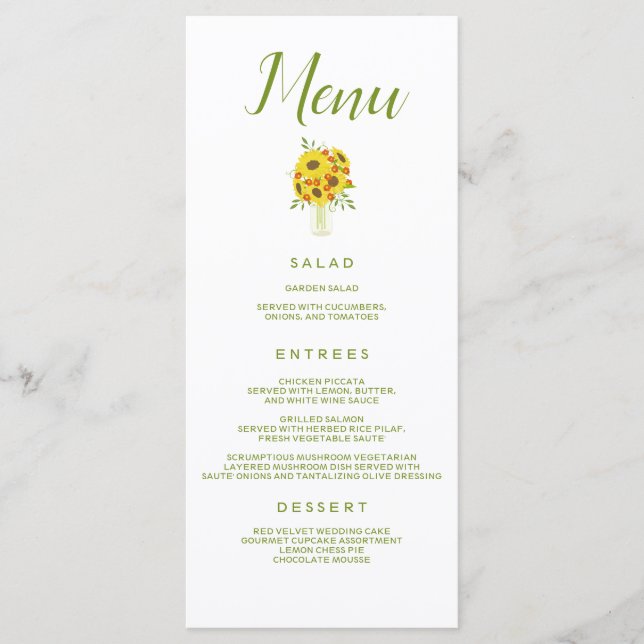 El delicioso menú del girasol Boda (Anverso)
