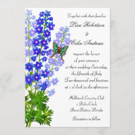 El Delphinium azul florece la invitación de la