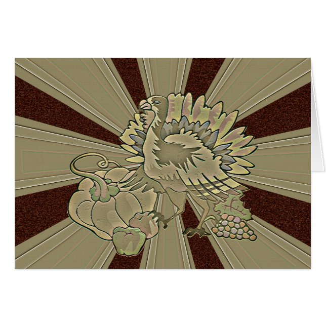 El Día de Acción de Gracias tallado Turquía - (Anverso (Horizontal))