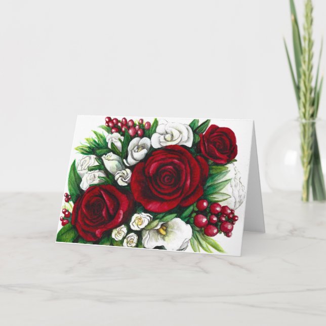 El día de fiesta florece la tarjeta de Navidad (Anverso)