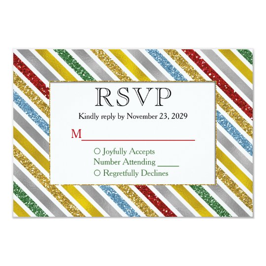 El día de fiesta raya RSVP que casa respuesta Invitación 8,9 X 12,7 Cm