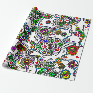 El Día De La Muerte Candy Skull Papel De Envoltura