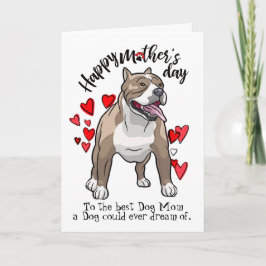 El día de madre feliz de su tarjeta del pitbull