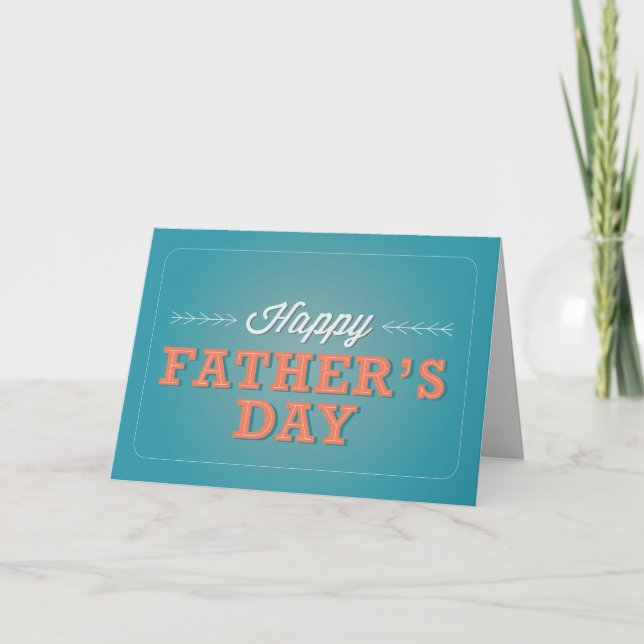 El día de padre feliz - tarjeta verde azulada (Anverso)