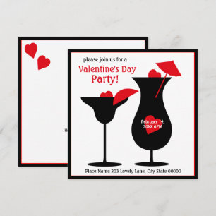 El día de San Valentín Cócteles Invitación simple 