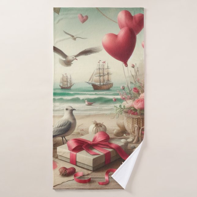 El día de San Valentín costero/náutico (Toalla de baño)