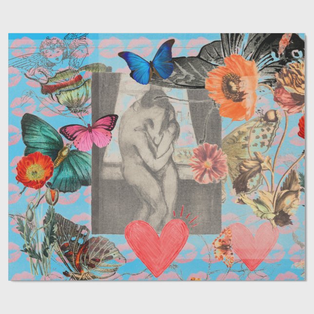 El día de San Valentín de collage de papel de envo (Superficie plana)