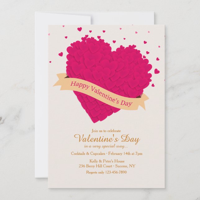 El día de San Valentín de corazón 2 Invitación (Anverso)