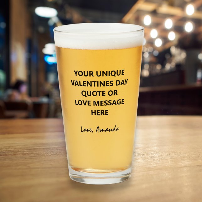 El día de San Valentín de novio personalizado cita (Personalized Boyfriend Valentines Day Quote Beer Glass
)