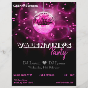 El día de San Valentín Disco Ball - Fiesta Flyer