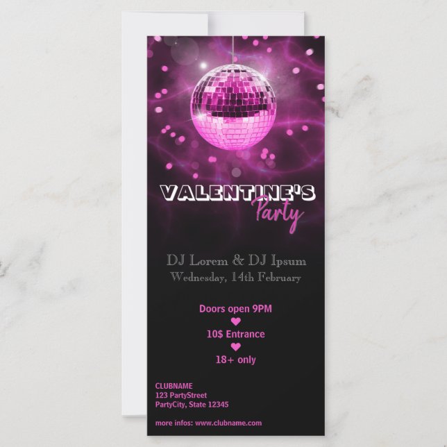 El día de San Valentín Disco Ball - Tarjeta para r (Anverso)