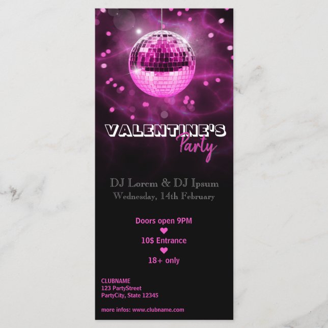 El día de San Valentín Disco Ball - Tarjeta para r (Anverso)