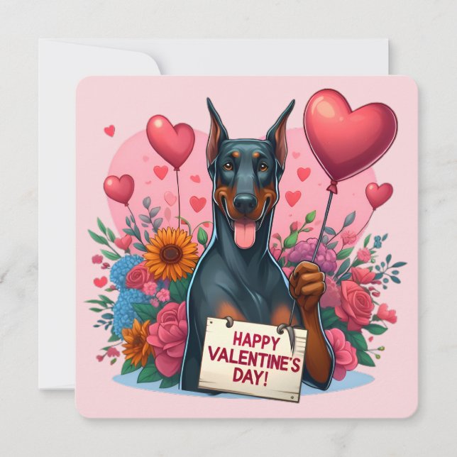 El día de San Valentín - Doberman 1 - Tarjeta (Anverso)