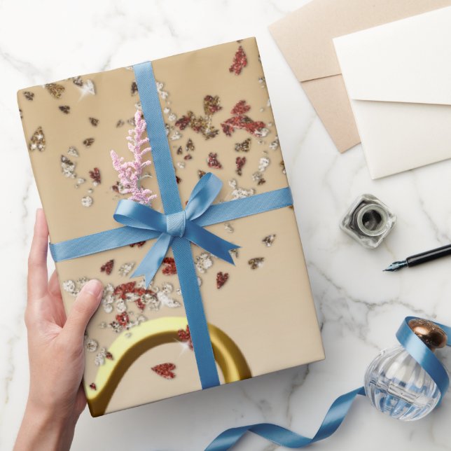 El día de San Valentín envolviendo papel corazón d (Regalar)