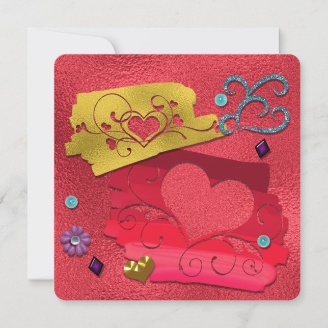 El día de San Valentín Faux Relieve metalizado dor (Anverso)