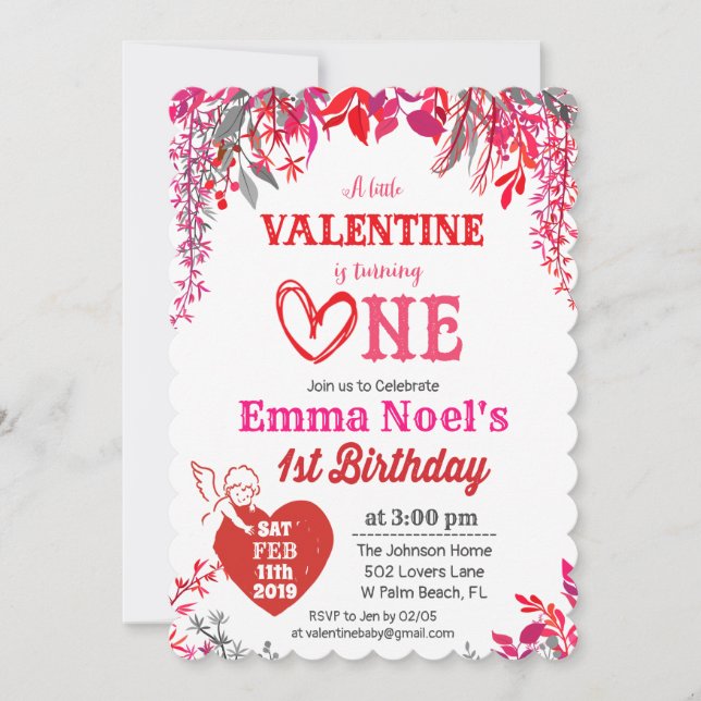 El día de San Valentín floral 1ª invitación de cum (Anverso)