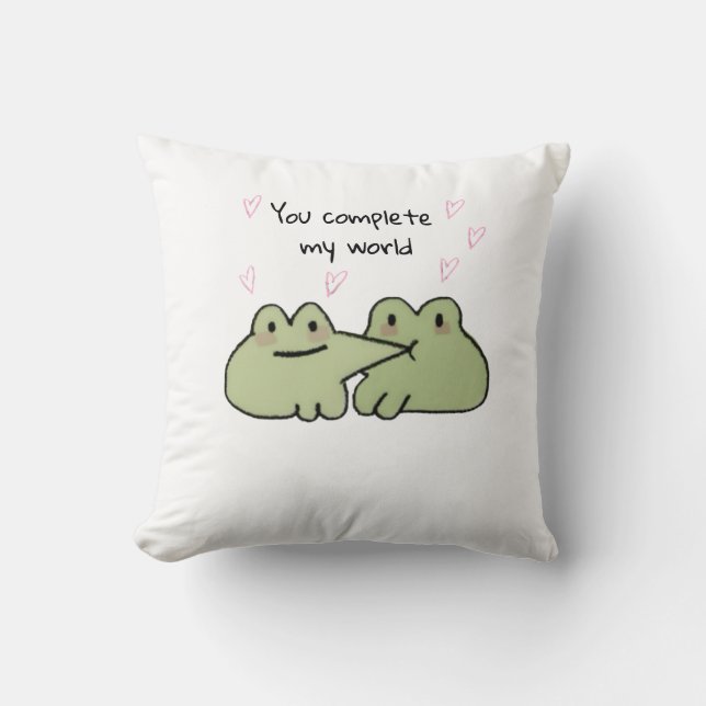 El día de San Valentín Rana Cute Amor Pareja Cojín (Anverso)