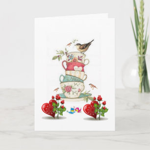 El día de San Valentín Tarjeta de saludo Bird Vint