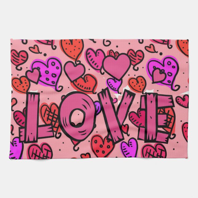 El día de San Valentín Toalla de mano de cocina, a (Horizontal)
