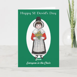 El día de St David, traje Galés, tarjeta a