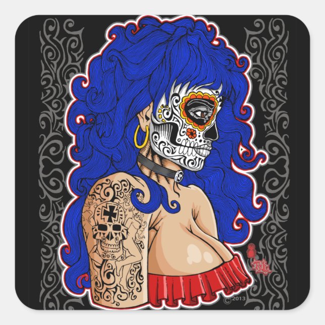 el día del diseño de la mujer pegatina muerta (Anverso)